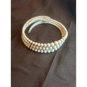 Vintage 3 Strand White Seed  Pearl Bead Choker. Pearl Color